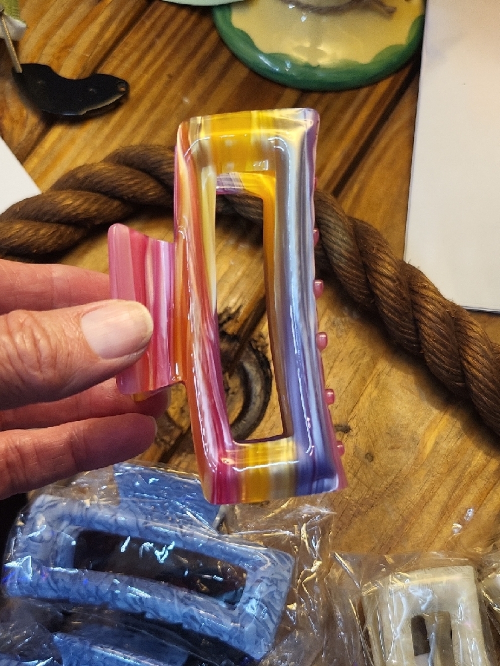 Hair Claw Clip Pack - Pink, Blue, Cream & Patterned - Picture 2 of 4